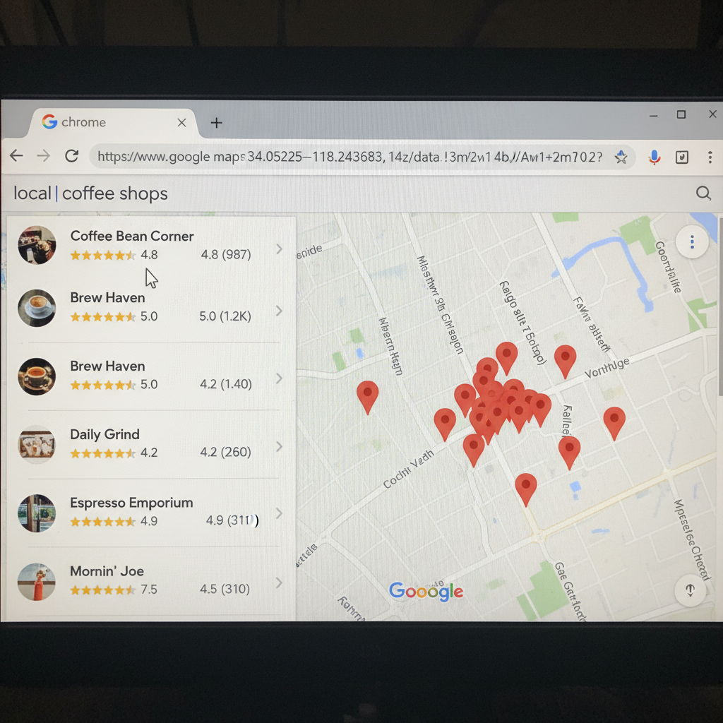 Google Maps search results showing local business ratings - Google Business Profile & Local SEO