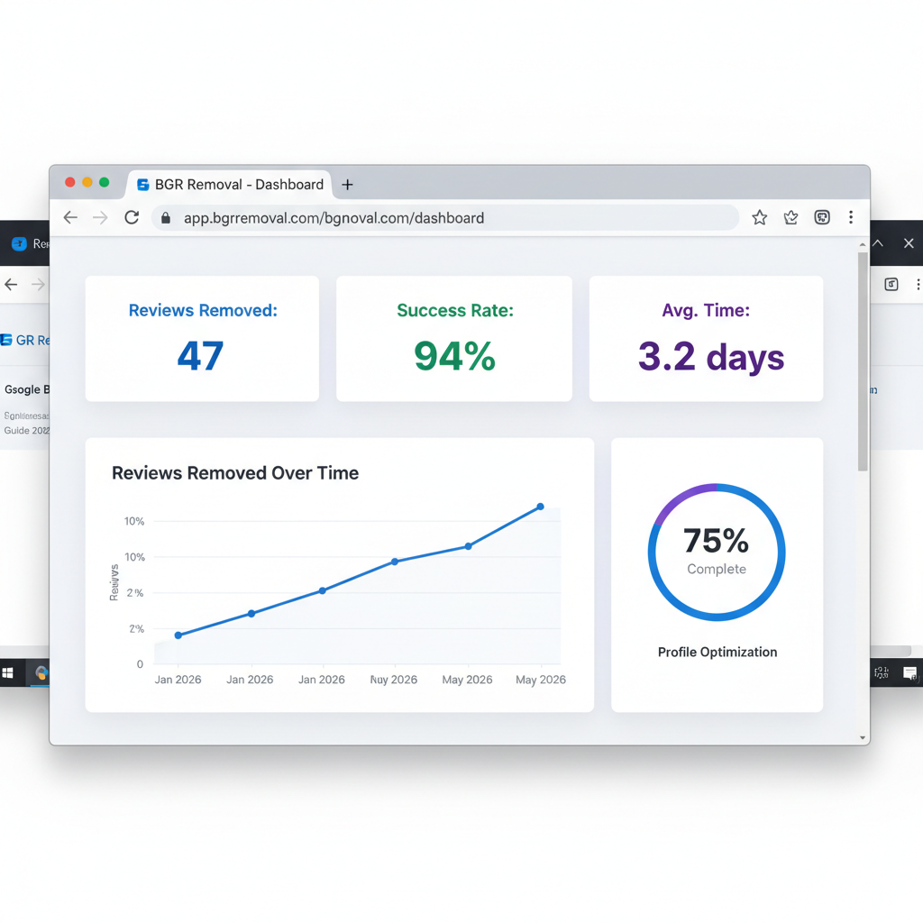 Dashboard showing review removal results and success metrics - Google Business Profile Optimization Guide 2026