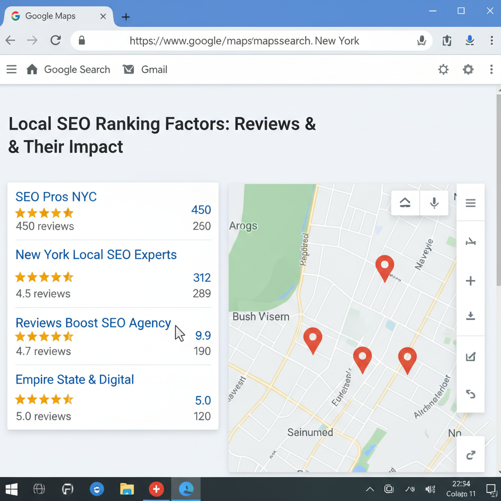 Google Maps search results showing local business ratings - Local SEO Ranking Factors: Reviews & Their Impact