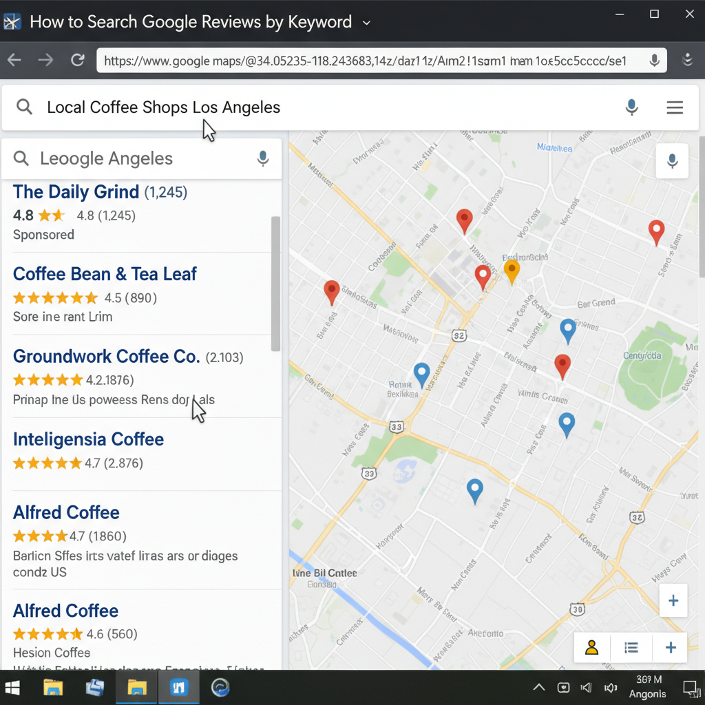 Google Maps search results showing local business ratings - How to Search Google Reviews by Keyword