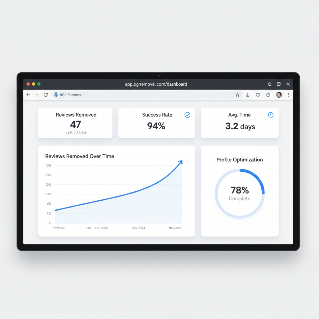 Dashboard showing review removal results and success metrics - Voice Search Optimization for Local Businesses