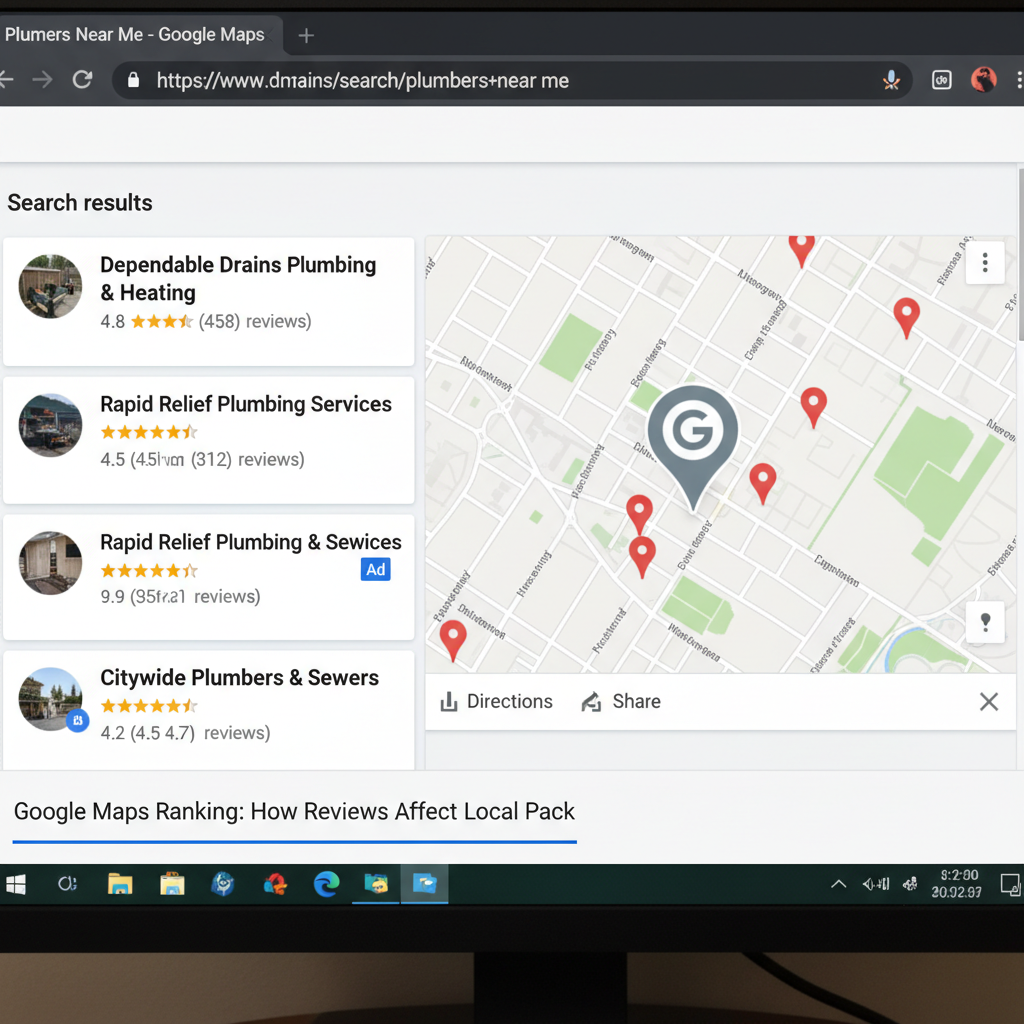Google Maps search results showing local business ratings - Google Maps Ranking: How Reviews Affect Local Pack