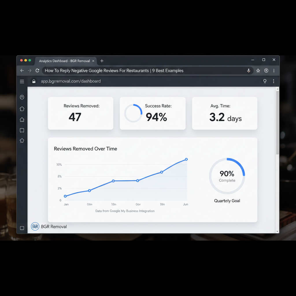 Dashboard showing review removal results and success metrics - How To Reply Negative Google Reviews For Restaurants | 9 Best Examples