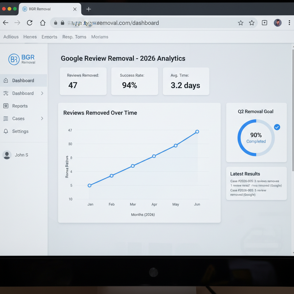 Dashboard showing review removal results and success metrics - How To Remove Malicious Google Reviews In 2026