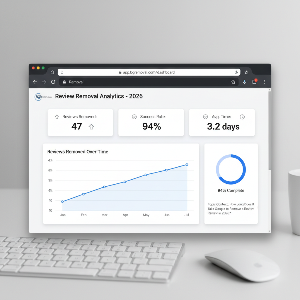 Dashboard showing review removal results and success metrics - How Long Does It Take Google to Remove a Review in 2026?