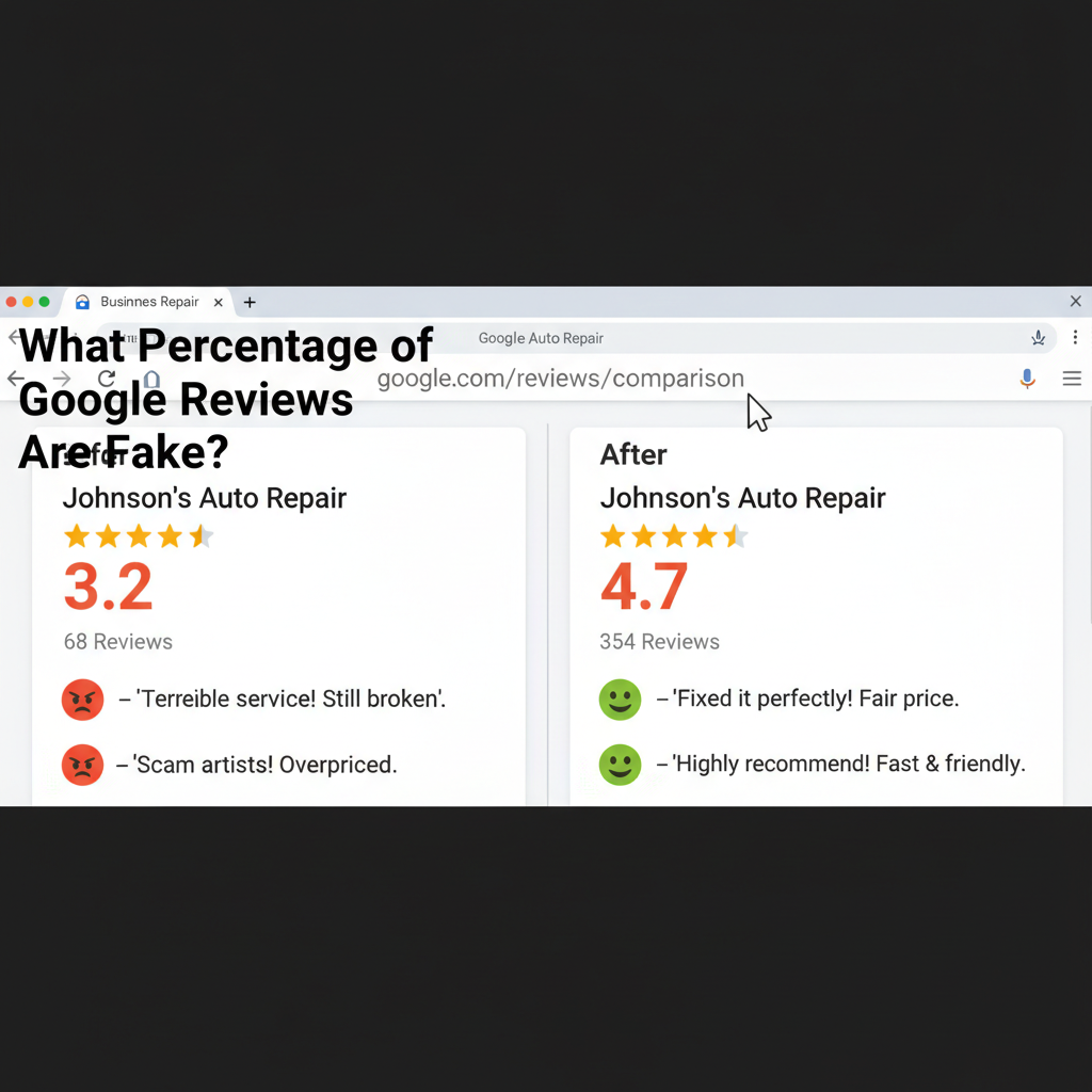 Before and after comparison showing improved business ratings - What Percentage of Google Reviews Are Fake?