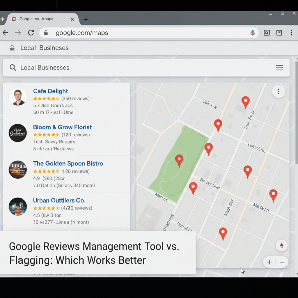 Google Maps search results showing local business ratings - Google Reviews Management Tool vs. Flagging: Which Works Better?