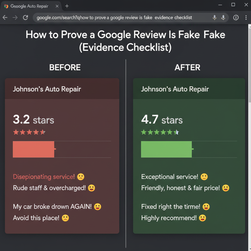 Before and after comparison showing improved business ratings - How to Prove a Google Review Is Fake (Evidence Checklist)