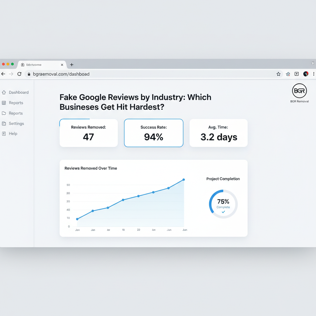 Dashboard showing review removal results and success metrics - Fake Google Reviews by Industry: Which Businesses Get Hit Hardest?