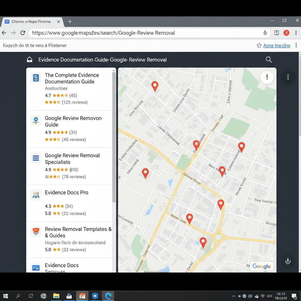Google Maps search results showing local business ratings - The Complete Evidence Documentation Guide for Google Review Removal (with Templates)