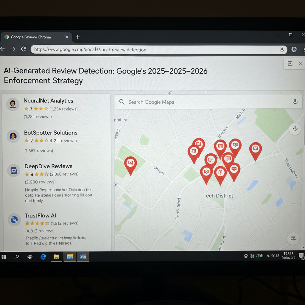 Google Maps search results showing local business ratings - AI-Generated Review Detection: Google’s 2025–2026 Enforcement Strategy